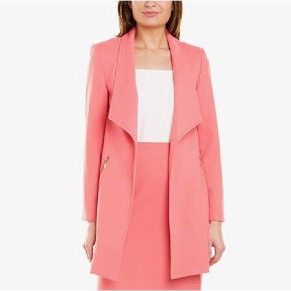 Tahari ASL Jackets & Blazers - Tahari Arthur S Levine Shawl Collar Long Sleeve Topper Jacket